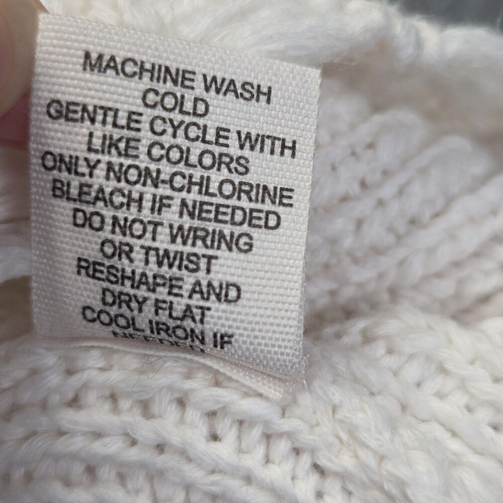 Moon & Madison Sweater Womens Large White Cropped Zip Hoodie Knit Distressed - Picture 11 of 11